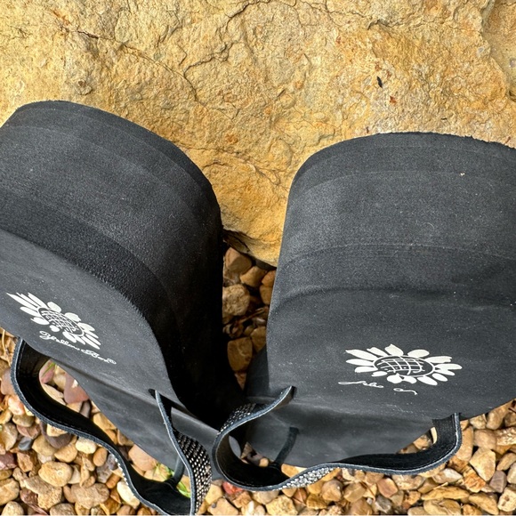 Yellow Box Black Studded Women's Wedge Sandals - Picture 4 of 6